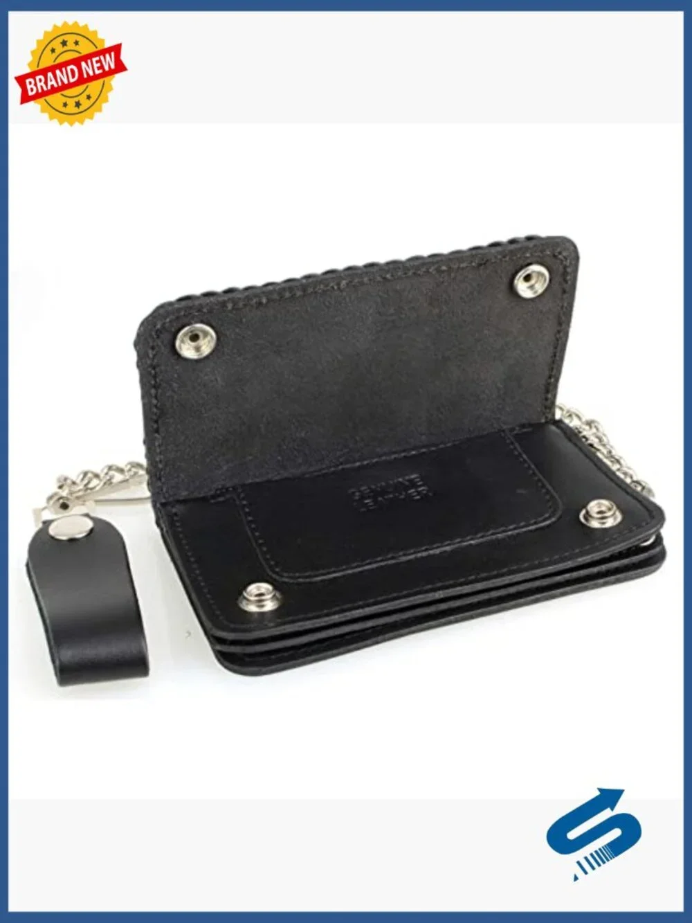 Men's Bi-Fold Leather Wallet with Removable Chain